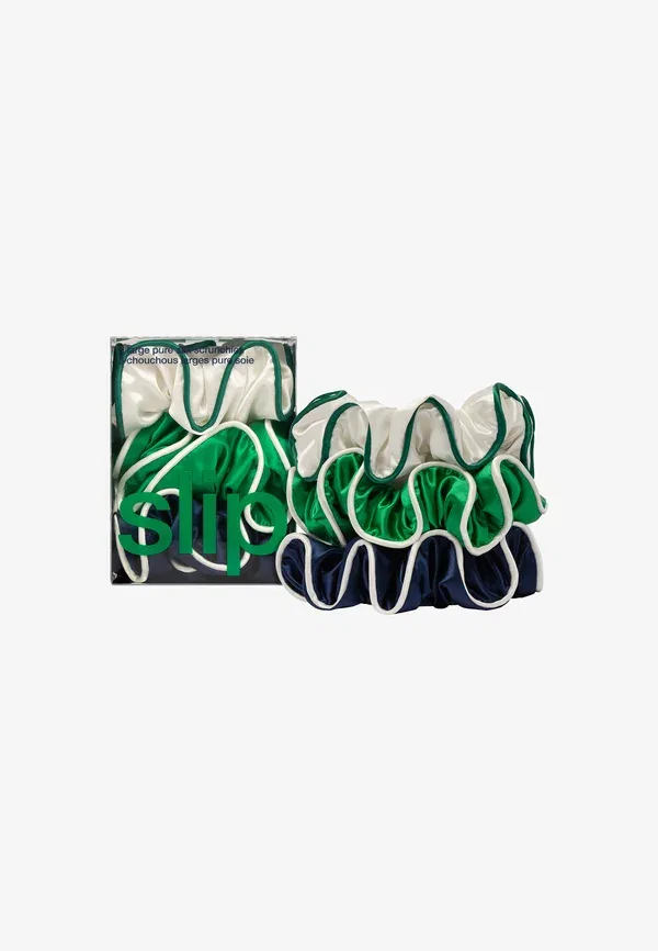Резинка для волос из шелка, комплект из 3 штук, Large Scrunchies Slip, White, Clover Club, Navy — фото 2