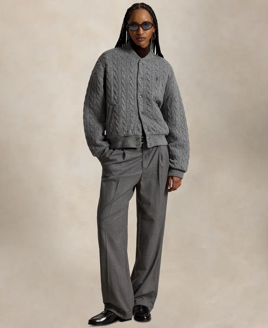 Женский жакет с воротником-стойкой и косами Polo Ralph Lauren, Flannel Grey Heather — фото 2