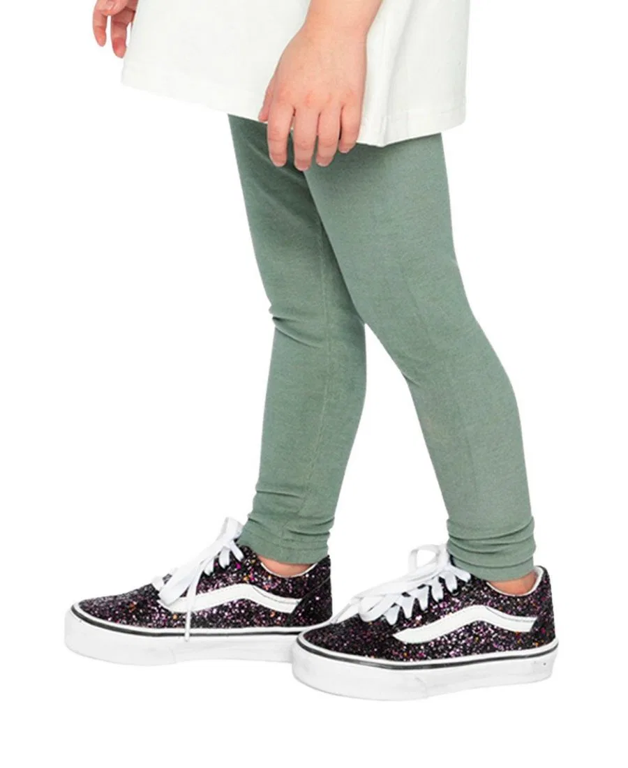 Леггинсы с вертикальной рифленой текстурой Girls Must-Haves Deux par Deux, Green Printed Green — фото 3
