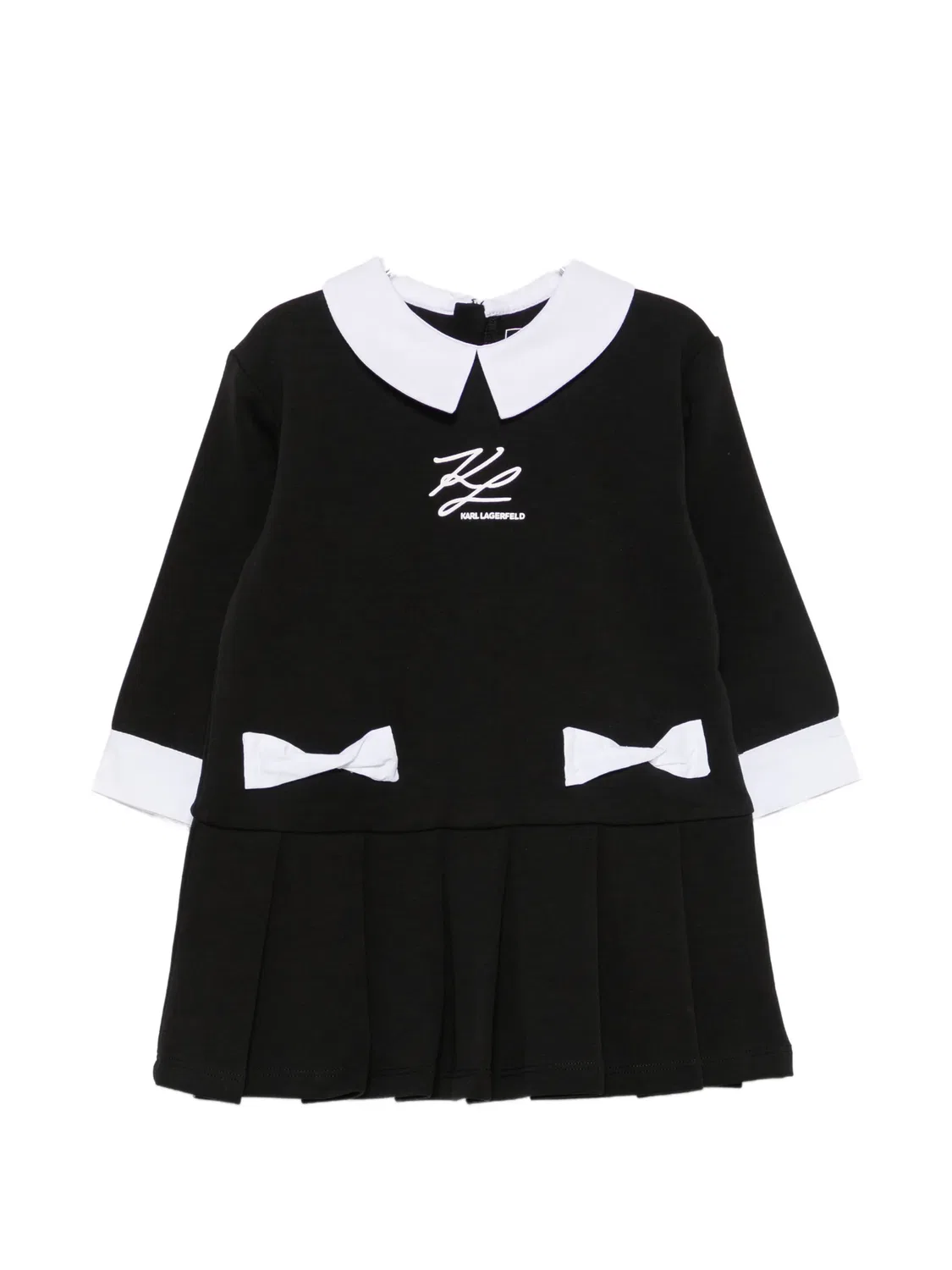 Плиссированное платье с бантом Karl Lagerfeld Kids, черный