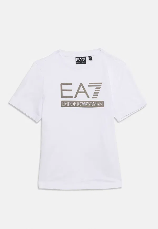 Футболка унисекс с принтом, обеспечивающая видимость поезда Ea7 Emporio Armani, белый