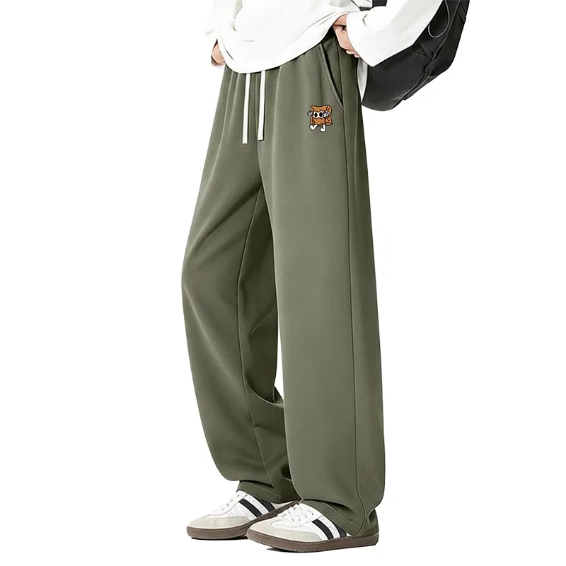 Детские широкие брюки прямого кроя хлопковые Tonlion, Grey Green