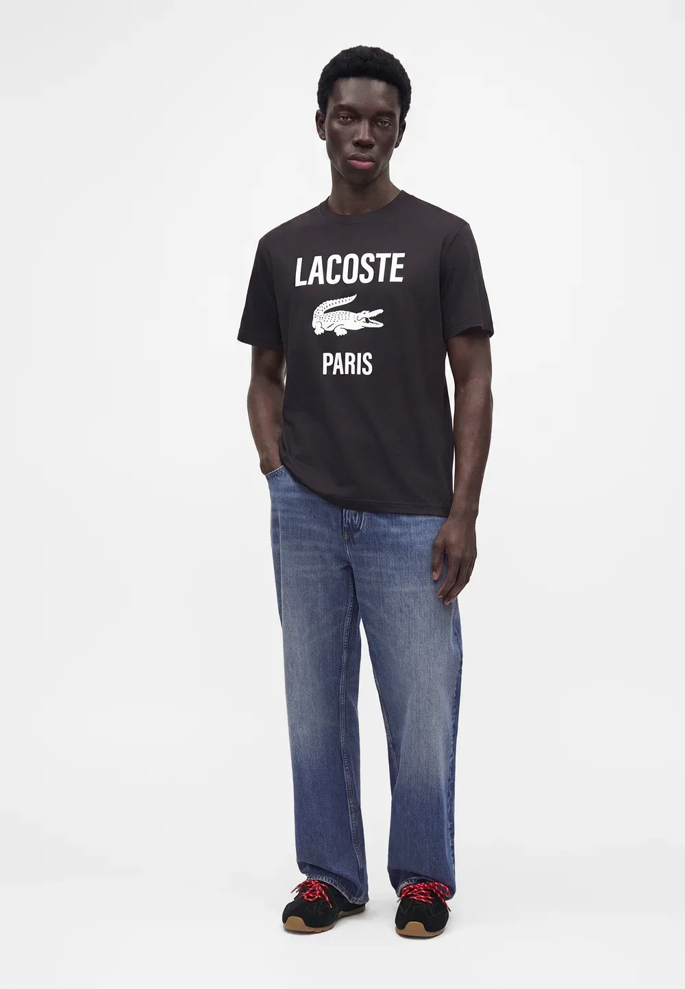 Футболка Lacoste с принтом, хлопок, черный — фото 2