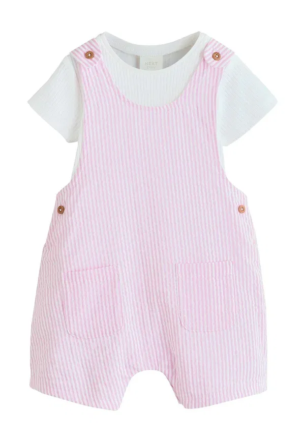 Комплект из боди и ползунков с полоской Next Pink and White Stripe, белый
