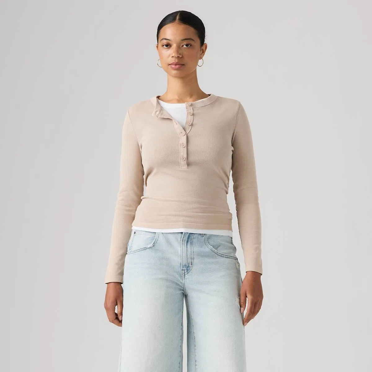 Незаменимая футболка-поло с длинными рукавами Levi's, Garment Dye - Grey — фото 3