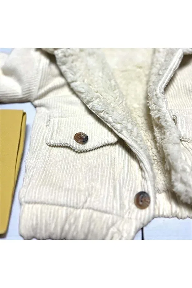 Детское пальто для девочек из велюра Generic Brands, Beige — фото 2