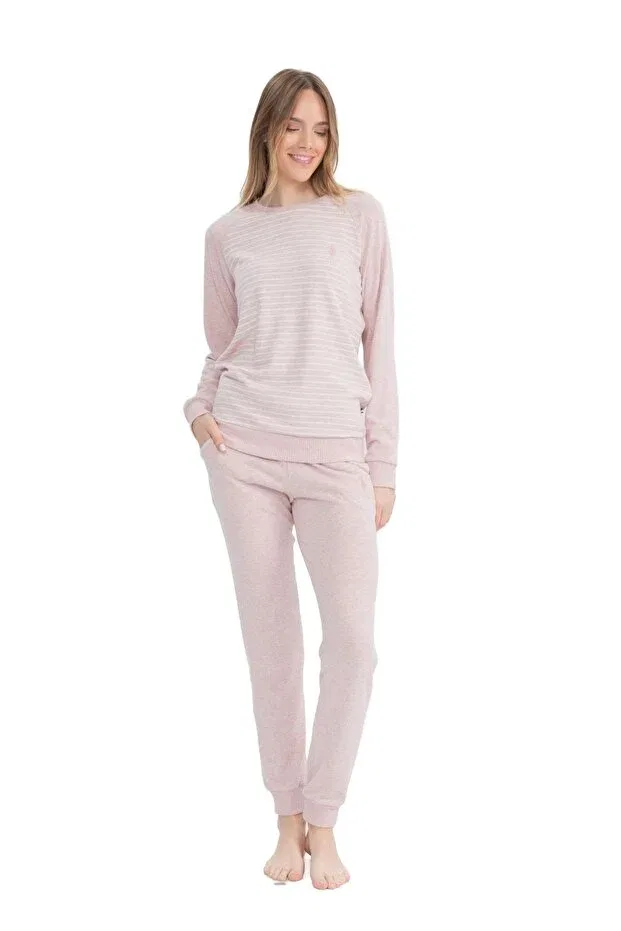 Женский пижамный комплект с длинным рукавом U.S. Polo Assn., Pink Melange