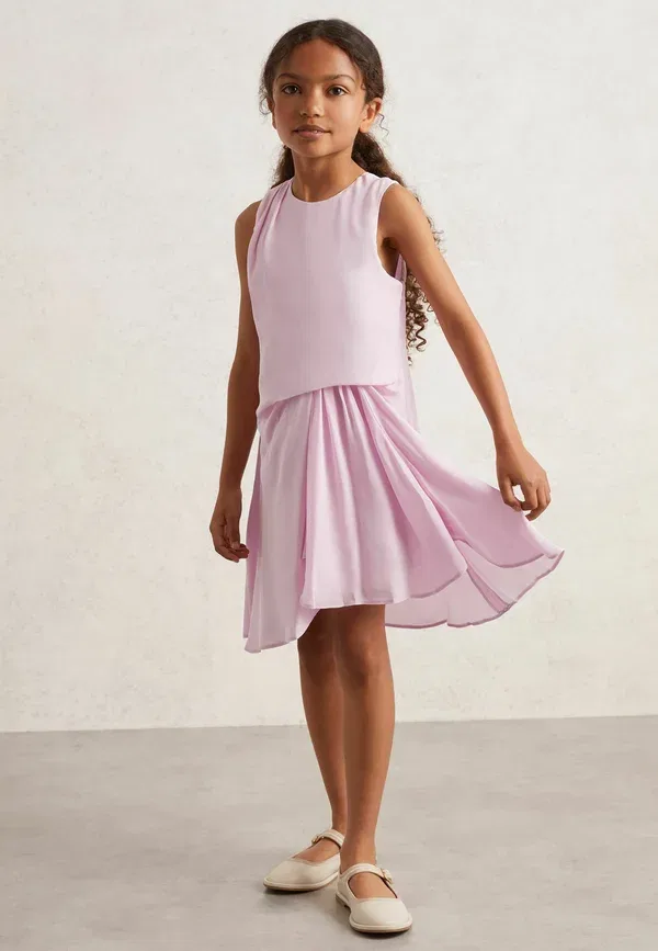 Платье повседневное из вискозы Elina draped tuck sleeveless dress Reiss, розовый