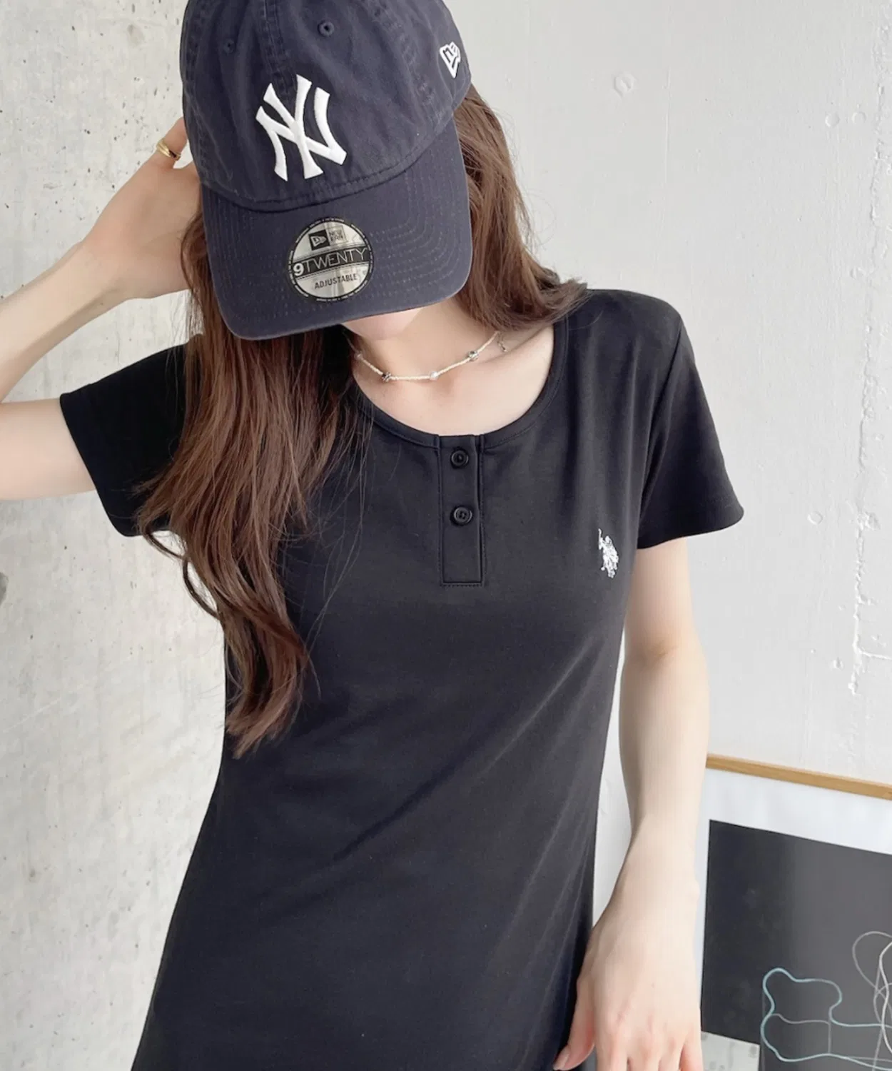 Женское платье-футболка с длинным рукавомU.S. POLO ASSN., Серый — фото 2