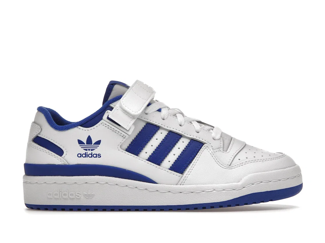 Детские кроссовки для мальчиков с длинным шнурованием Adidas Forum Low, Cloud White / Royal Blue / Cloud White
