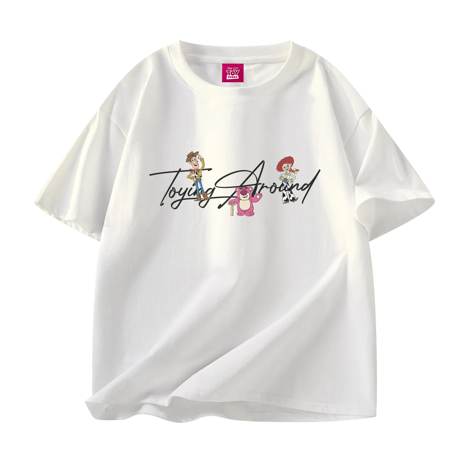 Детская футболка хлопковая Disney Unisex Crew Neck Thin Straight Fit, Pink — фото 3