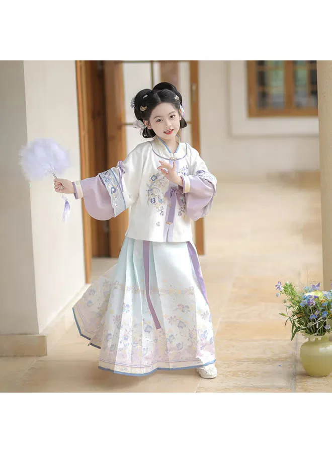 Костюм в китайском стиле с юбкой Qibao Hanfu Flag Platinum, осенняя луна — фото 3