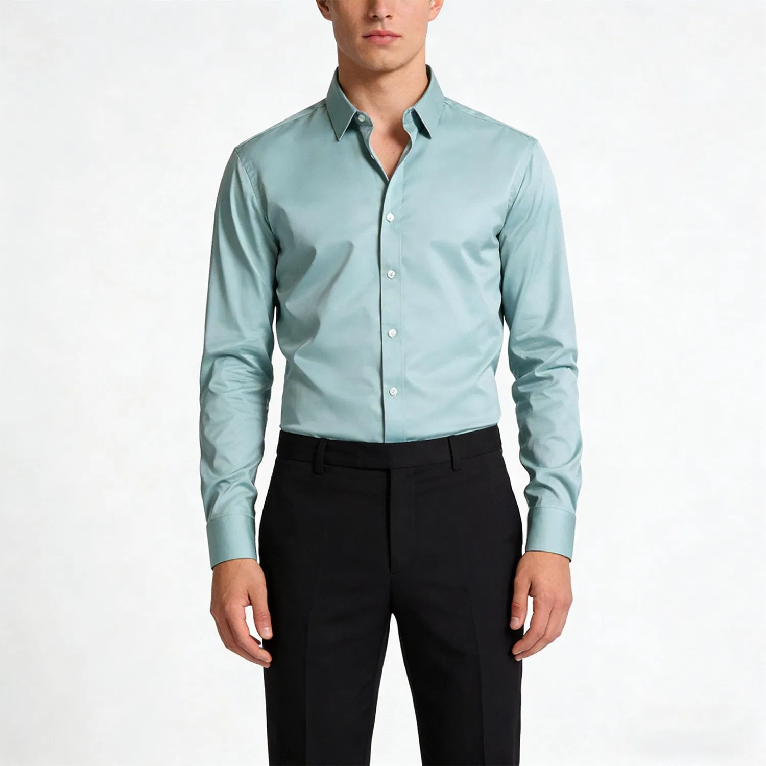 Мужская рубашка с длинным рукавом, современный slim fit, Green Bean — фото 2