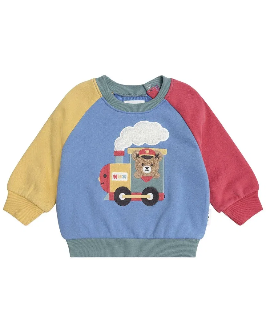 Детский свитшот с вышивкой поезда Choo Choo Huxbear Huxbaby, мультиколор