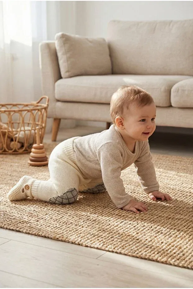 Детские леггинсы для девочек с защитой колен Babily, Ecru — фото 3