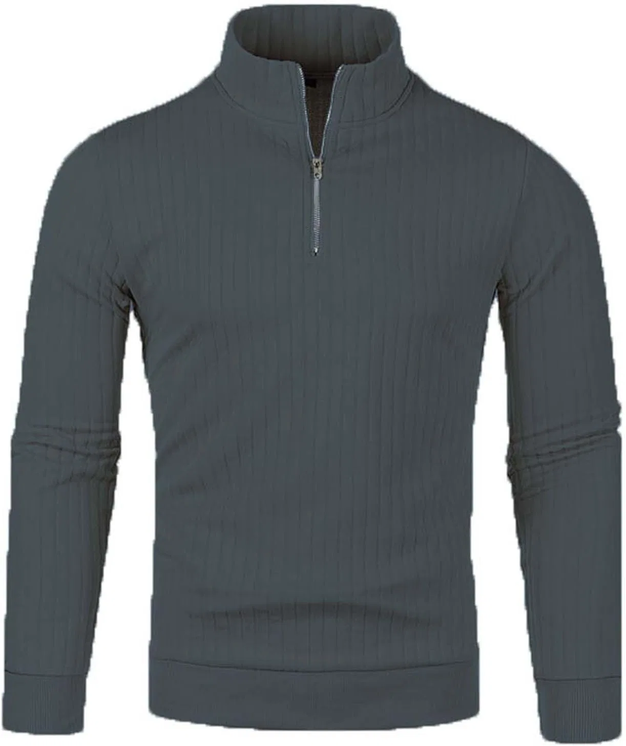 Мужская классическая футболка с воротником-стойкой Slim Fit, Dark Gray — фото 4