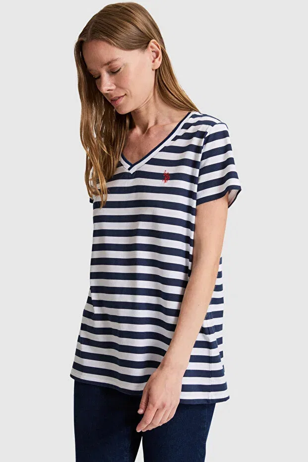 Женская футболка с длинным подолом U.S. Polo Assn., Navy Blue — фото 4