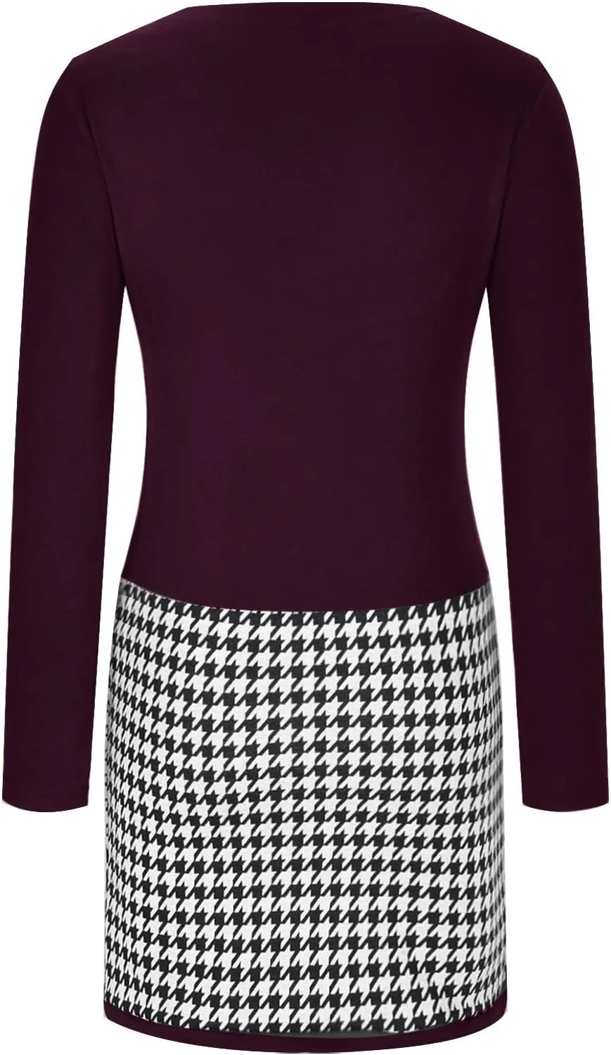 Женское платье-рубашка миди с принтом Houndstooth, Wine — фото 4