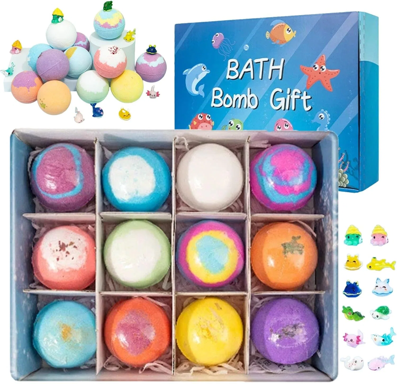 Бомбочки для ванны с игрушками внутри, 12 шт., Colorful1 Generisch