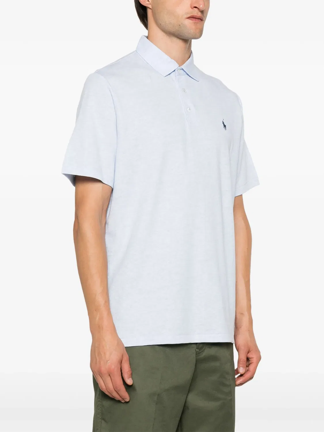 Polo Ralph Lauren Рубашка-поло из хлопка и льна, синий — фото 3