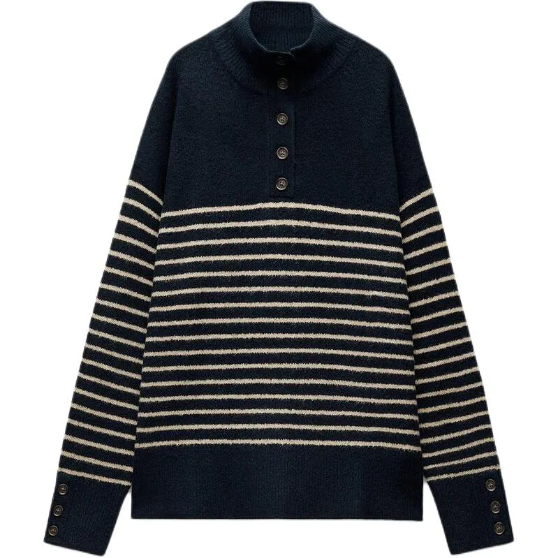 Женский свитер с полосатым принтом и высоким воротом ZARA, Stripes