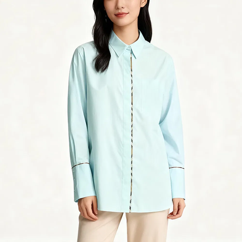 Женская рубашка с длинным рукавом Burberry, Light Blue — фото 3