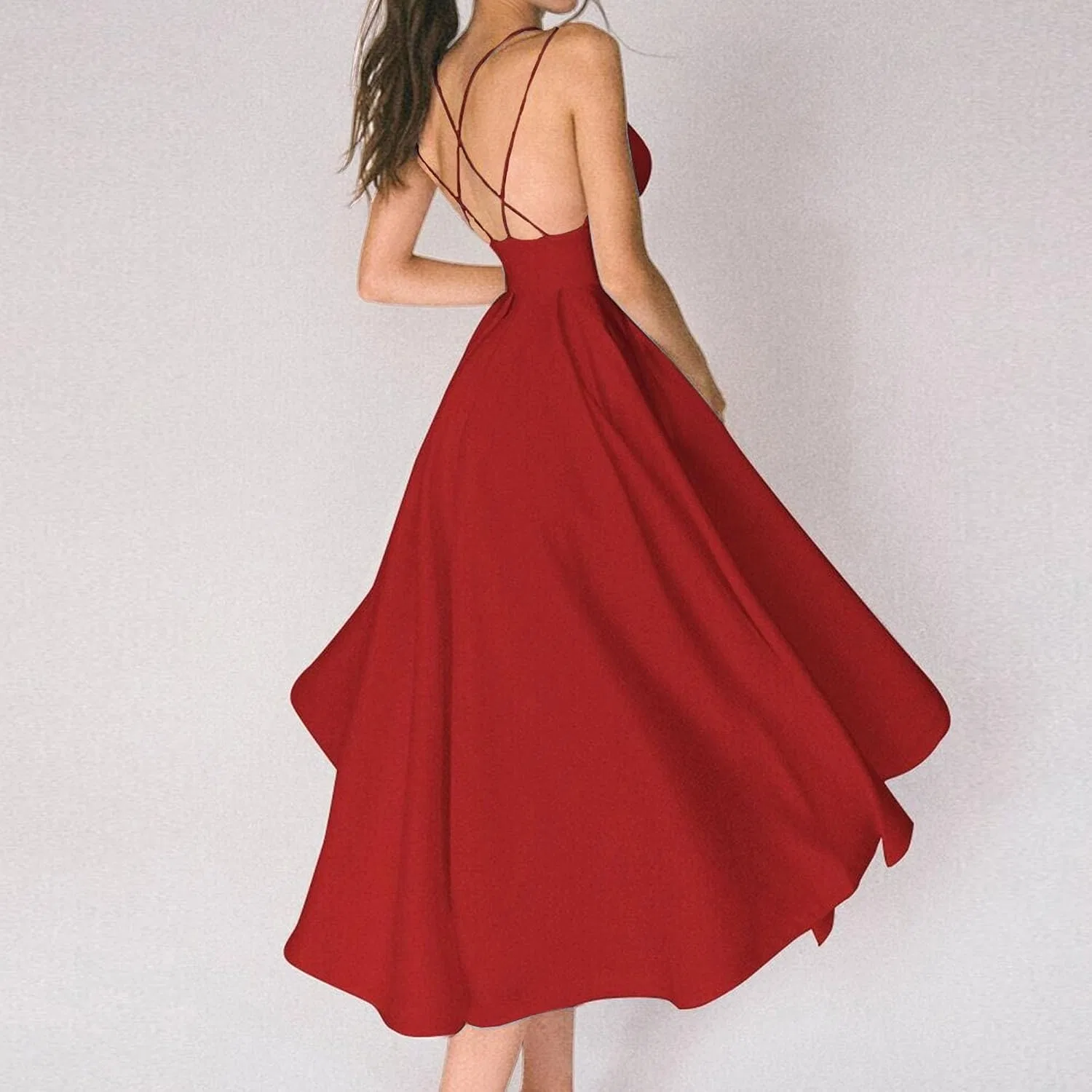 Женское коктейльное платье с V-образным вырезом Vintage, Red — фото 4