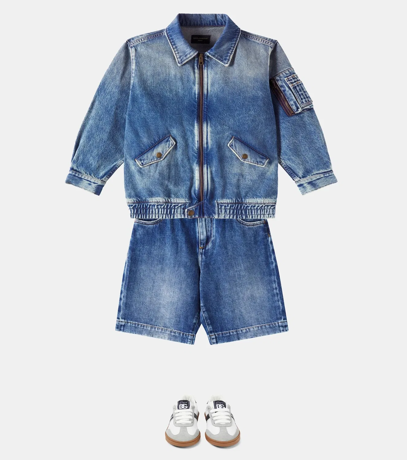 Джинсовые шорты с вышивкой Dolce&Gabbana Kids, синий — фото 2