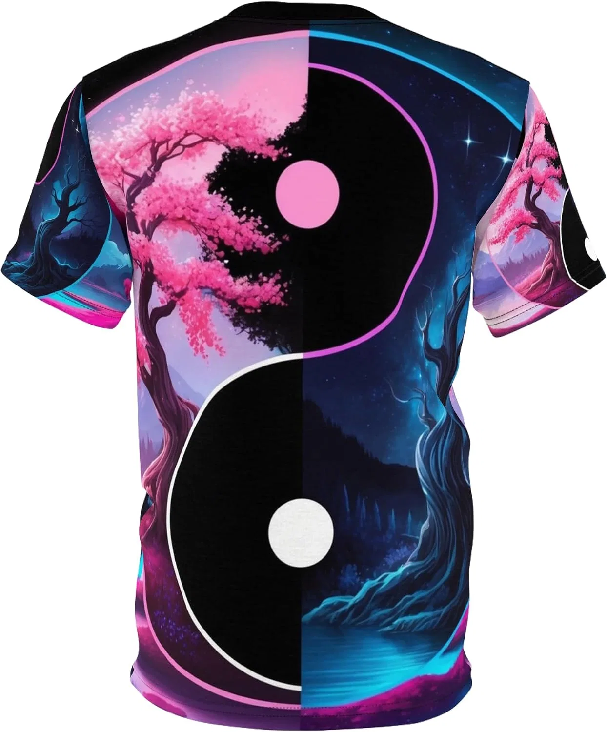 Футболка с символом Инь-Ян, Cosmic Balance Design, Black Stitching — фото 2