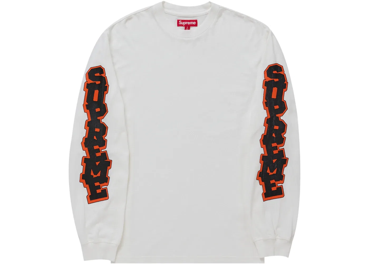 Мужская футболка с длинным рукавом с эффектом трещин Supreme, White