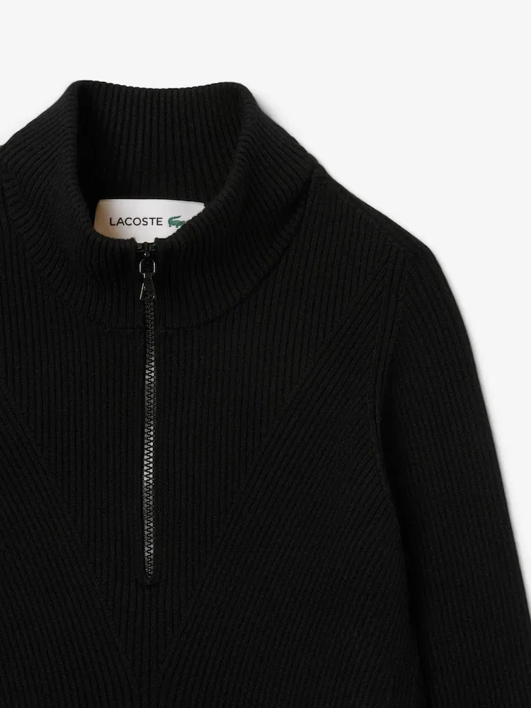 Свитер полувер LACOSTE 3D Ribbed Half-Zip, Navy — фото 2