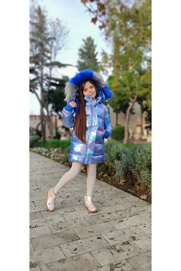 Детское пальто для девочек пуховое Minigimin Dolabı, Blue