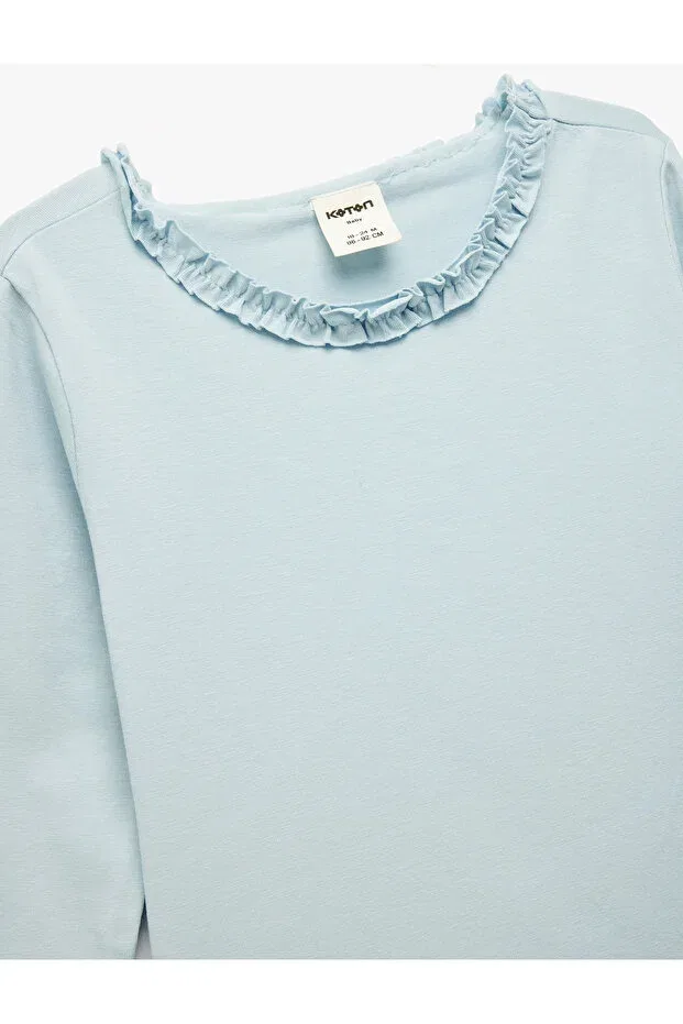 Детская футболка для девочек с длинным рукавом Basic Koton, Blue — фото 3