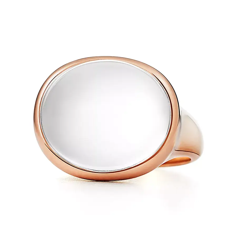 

Кольцо Tiffany & Co. x Elsa Peretti Cabochon, розовое золото/горный хрусталь