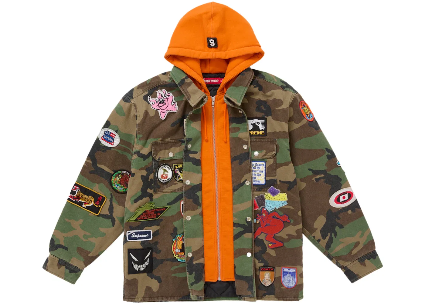 Мужская рубашка с капюшоном на молнии Supreme Shirt, Woodland Camo — фото 2