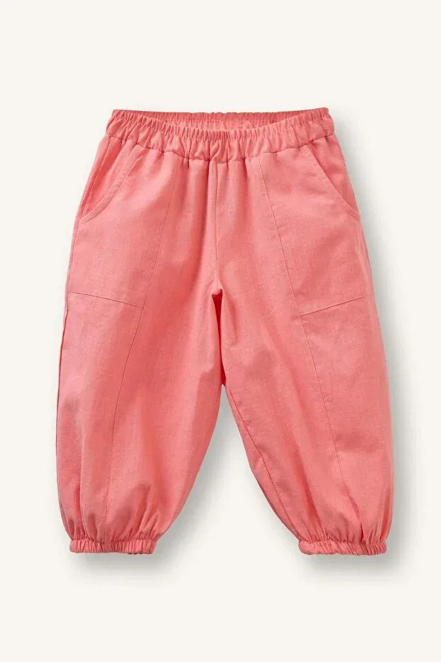 Детские брюки для девочек хлопковые balloon fit Defacto, Pink-Pn682 — фото 3