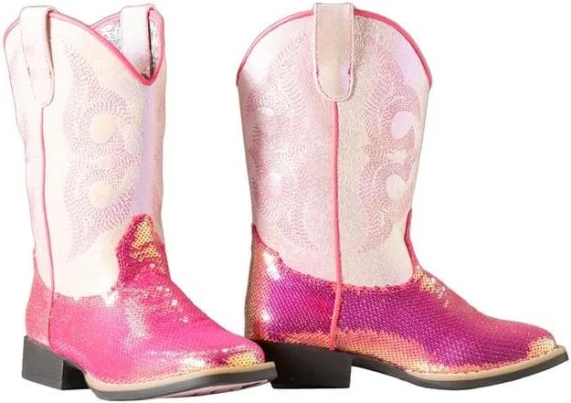 Детские сапоги для девочек с пайетками Krissy Sequins Square M&F Western Products, Hot Pink — фото 2