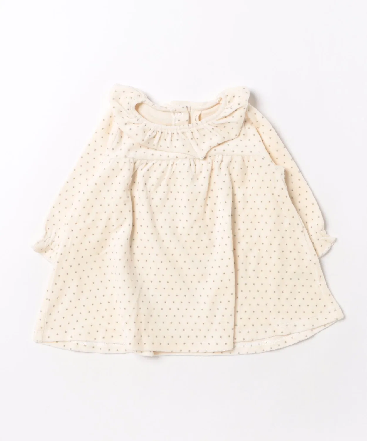 Детское платье из велюра с длинным рукавомPolka Dot Mag., Natural