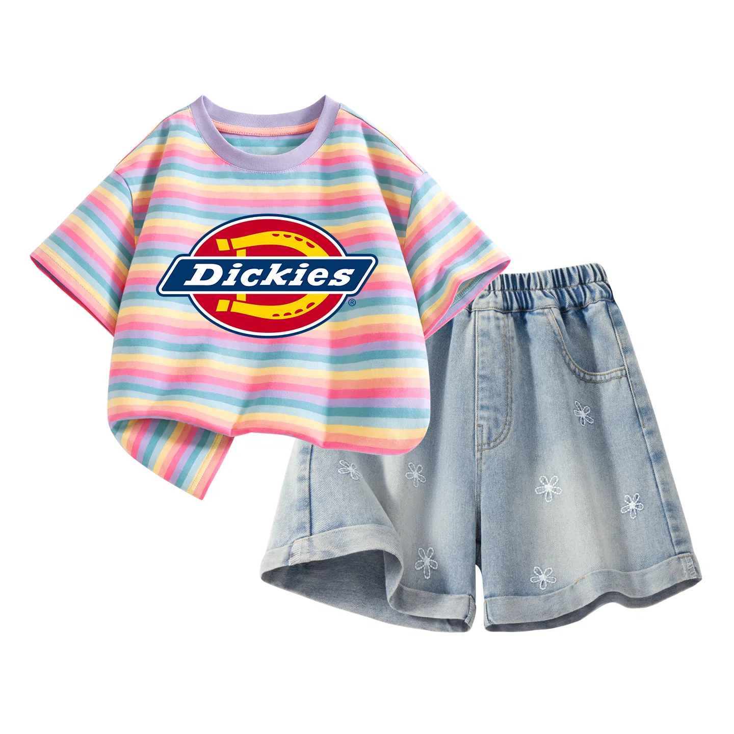 Детские шорты джинсовые с вышивкой Lily of The Valley Purple, Dickies, Denim Blue