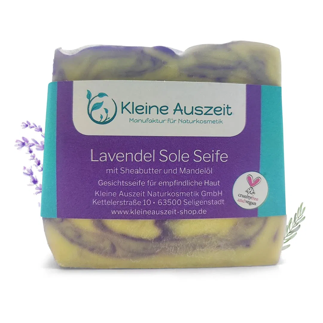 Мыло соль для лица, Лаванда, kleine Auszeit Manufaktur, 100 г