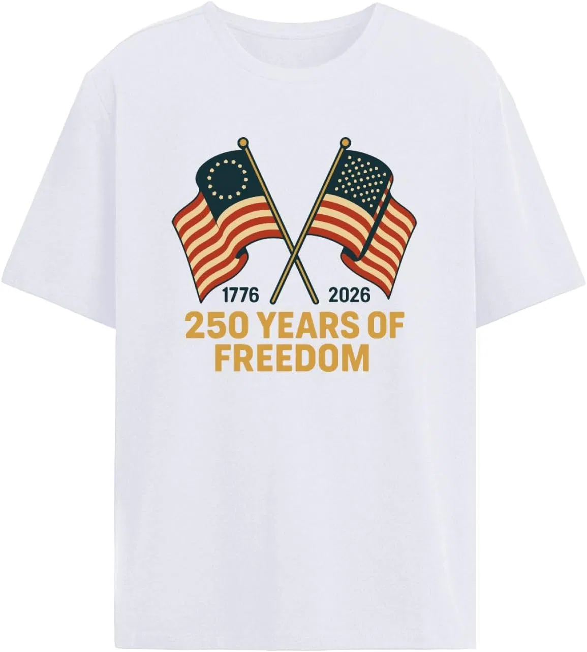 Футболка с принтом 1776-2026 US Freedom, White