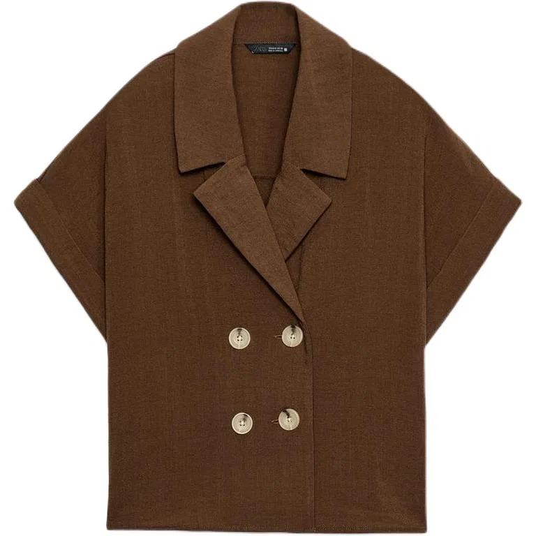 Женская рубашка с отложным воротником Light Brown ZARA, Light Brown