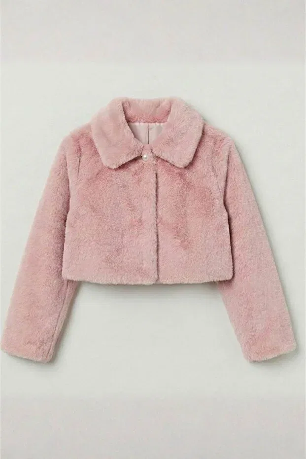 Детский жакет-болеро из плюша с жемчугом Falcomini, Pink