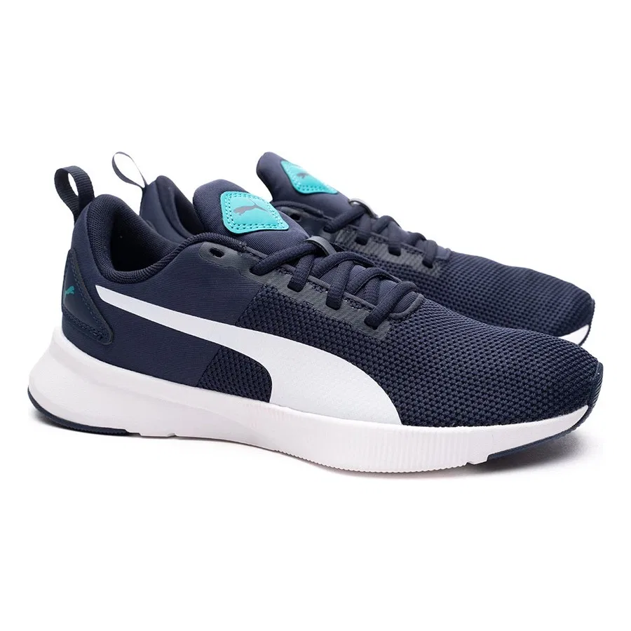 Кроссовки детские с шнуровкой Puma Flyer Runner Jr Peacoat-White-Deep Aqua, Black - White - Lime Surge — фото 4