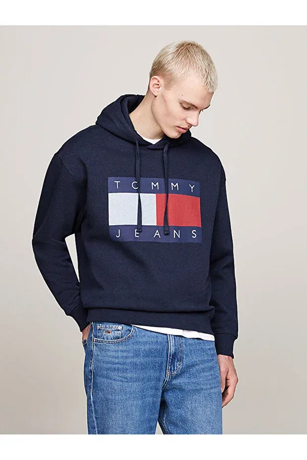 Мужские свитшот с капюшоном флисовый Tjm rlx melange flag hoodie Tommy Hilfiger, Blue