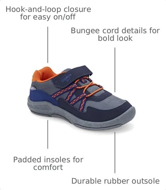 Детские кроссовки для мальчиков Sevvy OSHKOSH B'GOSH, Navy/Orange — фото 3