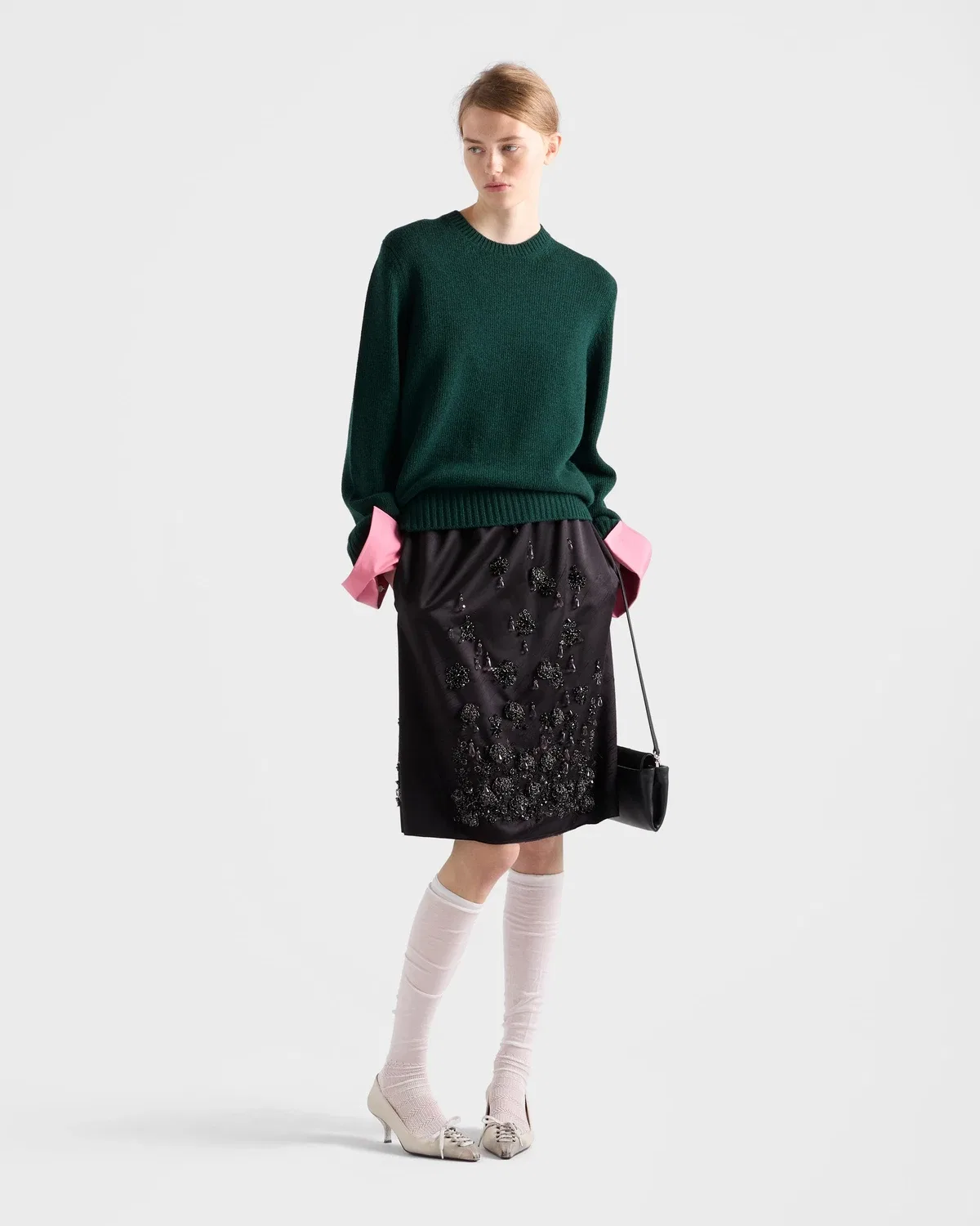 Атласная юбка-карандаш Prada, черный — фото 2