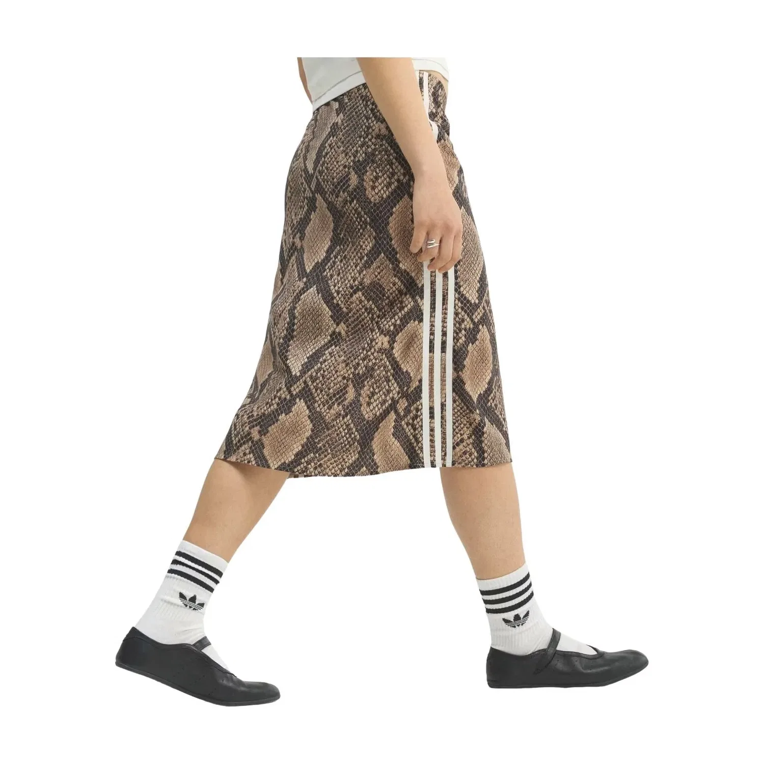 Женская юбка с змеиным принтом из атласа Linen Magic Beige Adidas, мультиколор — фото 3
