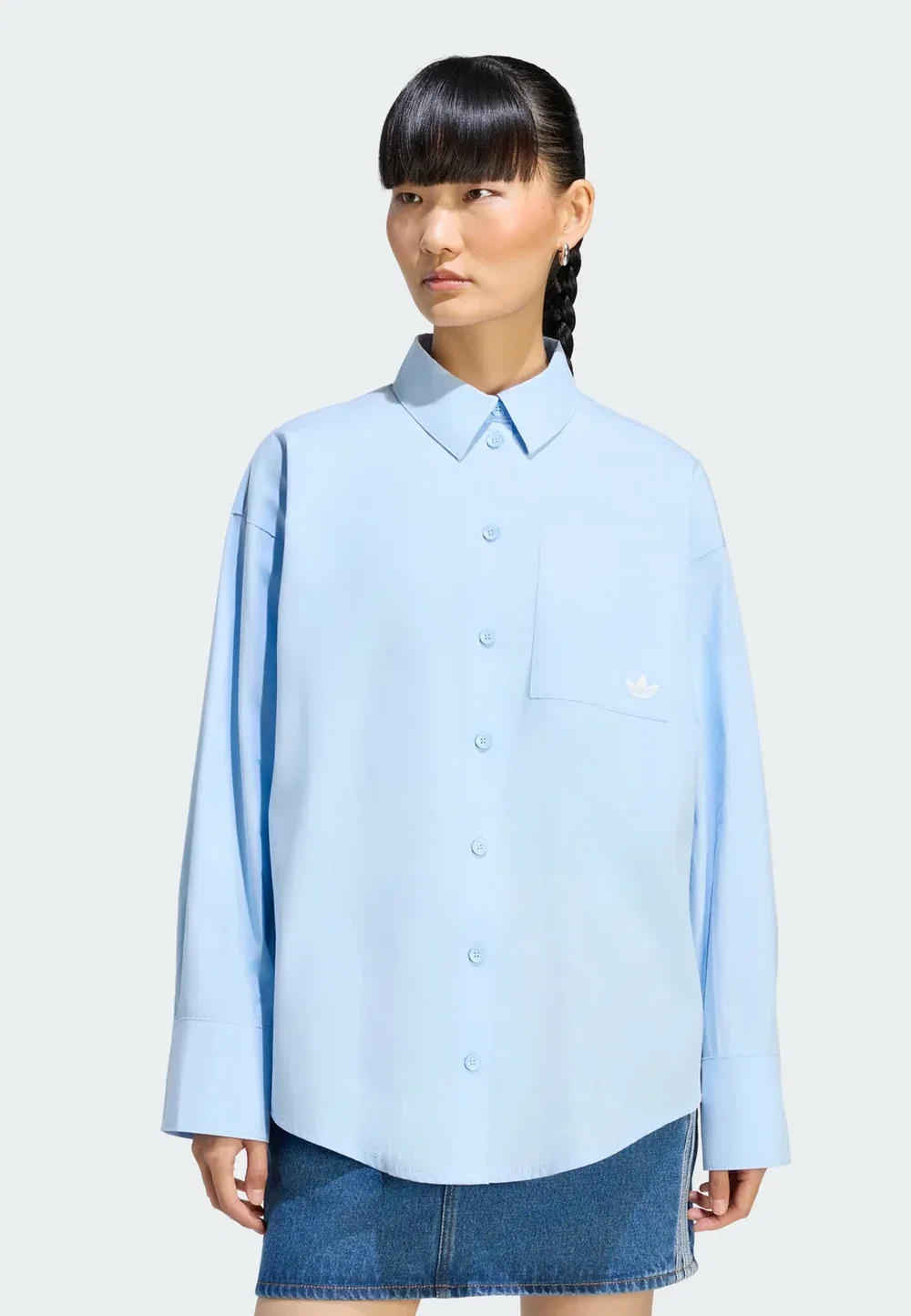 Полосатая рубашка - блузка на пуговицах Adidas Originals, Clear Sky