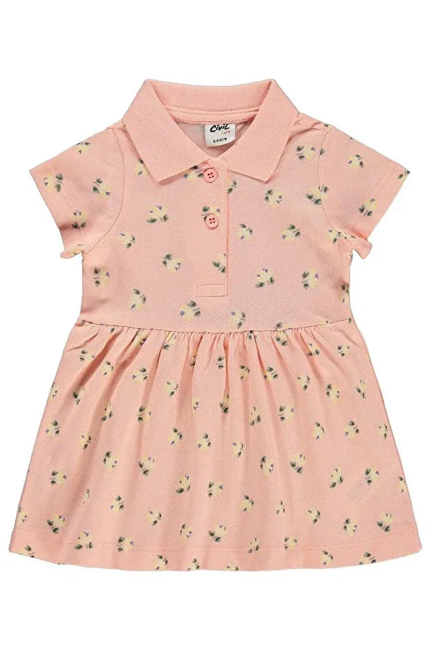 Детское платье для девочек с принтом Floral print 6-18 months dress Civil Baby, Salmon